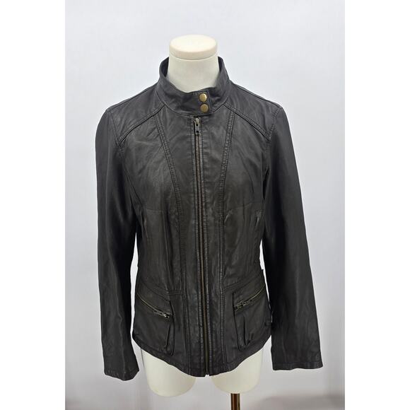 Rezrekshn by Ester Chen
Dark Brown Genuine Leather Moto Jacket - Picture 1 of 4
